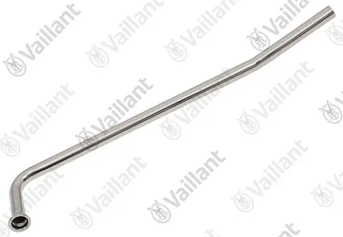 Rohrelement von Vaillant, gebogenes Metallrohr mit einer Anschlussöffnung an einem Ende, für Heizungs- oder Warmwassersysteme.